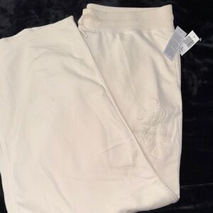 Cream Sweatpants with Embroidered Design
